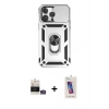 MARSİLYAN™- iPhone 14 Pro Max Kılıf Ahenk Klasik - Siyah Joko 5D Cam + Gümüş Bilvis Titan Kamera Lens