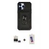 MARSİLYAN™- iPhone 14 Pro Max Kılıf Ahenk Klasik - Siyah Joko 5D Cam + Gümüş Bilvis Titan Kamera Lens
