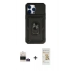 MARSİLYAN™- iPhone 14 Pro Max Kılıf Ahenk Klasik - Siyah Mat Seramik Nano Ekran Koruyucu + Bilvis Titan Kamera Lens - GD