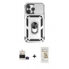 MARSİLYAN™- iPhone 14 Pro Max Kılıf Ahenk Klasik - Siyah Mat Seramik Nano Ekran Koruyucu + Bilvis Titan Kamera Lens - SH