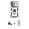 MARSİLYAN™- iPhone 14 Pro Max Kılıf Ahenk Klasik - Siyah Mat Seramik Nano Ekran Koruyucu + Bilvis Titan Kamera Lens - DNMR
