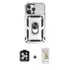 MARSİLYAN™- iPhone 14 Pro Max Kılıf Ahenk Klasik - Siyah Mat Seramik Nano Ekran Koruyucu + PVD Metal Kamera Lens - TU