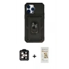 MARSİLYAN™- iPhone 14 Pro Max Kılıf Ahenk Klasik - Siyah Mat Seramik Nano Ekran Koruyucu + PVD Metal Kamera Lens - TU