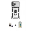 MARSİLYAN™- iPhone 14 Pro Max Kılıf Ahenk Klasik - Siyah Polymer Nano Ekran Koruyucu + Bilvis Titan Kamera Lens - GS