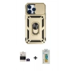 MARSİLYAN™- iPhone 14 Pro Max Kılıf Ahenk Klasik - Siyah Polymer Nano Ekran Koruyucu + Bilvis Titan Kamera Lens - DNMR