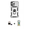 MARSİLYAN™- iPhone 14 Pro Max Kılıf Ahenk Klasik - Siyah Polymer Nano Ekran Koruyucu + Bilvis Titan Kamera Lens - DNMR