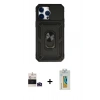 MARSİLYAN™- iPhone 14 Pro Max Kılıf Ahenk Klasik - Siyah Polymer Nano Ekran Koruyucu + Bilvis Titan Kamera Lens - DNMR