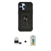 MARSİLYAN™- iPhone 14 Pro Max Kılıf Ahenk Klasik - Siyah Polymer Nano Ekran Koruyucu + Bilvis Titan Kamera Lens - GD