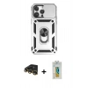 MARSİLYAN™- iPhone 14 Pro Max Kılıf Ahenk Klasik - Siyah Polymer Nano Ekran Koruyucu + Raze Metal Kamera Lens - GD
