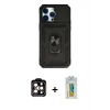 MARSİLYAN™- iPhone 14 Pro Max Kılıf Ahenk Klasik - Siyah Polymer Nano Ekran Koruyucu + PVD Metal Kamera Lens - TU