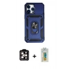 MARSİLYAN™- iPhone 14 Pro Max Kılıf Ahenk Klasik - Siyah Polymer Nano Ekran Koruyucu + PVD Metal Kamera Lens - TU