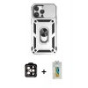 MARSİLYAN™- iPhone 14 Pro Max Kılıf Ahenk Klasik - Siyah Polymer Nano Ekran Koruyucu + PVD Metal Kamera Lens - TU