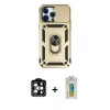 MARSİLYAN™- iPhone 14 Pro Max Kılıf Ahenk Klasik - Siyah Polymer Nano Ekran Koruyucu + PVD Metal Kamera Lens - TU
