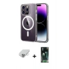 MARSİLYAN™- iPhone 14 Pro Max Kılıf Ahenk Minimal Serisi - Şeffaf 360 Full Body Arka Koruyucu + Band Metal Kamera Lens - GS