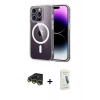 MARSİLYAN™- iPhone 14 Pro Max Kılıf Ahenk Minimal Serisi - Şeffaf Pasifik Cam Ekran Koruyucu + Raze Metal Kamera Lens - GD