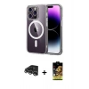 MARSİLYAN™- iPhone 14 Pro Max Kılıf Ahenk Minimal Serisi - Siyah Buffer Cam Ekran Koruyucu + Raze Metal Kamera Lens - GS