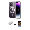 MARSİLYAN™- iPhone 14 Pro Max Kılıf Ahenk Minimal Serisi - Siyah Buffer Hayalet Cam Ekran Koruyucu + Band Metal Kamera Lens - GD