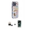 MARSİLYAN™- iPhone 14 Pro Max Kılıf Ahenk Modern Serisi - Şeffaf 360 Full Body Arka Koruyucu + Gold Bilvis Titan Kamera Lens
