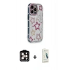 MARSİLYAN™- iPhone 14 Pro Max Kılıf Ahenk Modern Serisi - Şeffaf Pasifik Cam Ekran Koruyucu + PVD Metal Kamera Lens - TU
