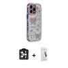 MARSİLYAN™- iPhone 14 Pro Max Kılıf Ahenk Modern Serisi - Şeffaf Pasifik Cam Ekran Koruyucu + PVD Metal Kamera Lens - TU