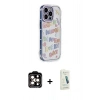 MARSİLYAN™- iPhone 14 Pro Max Kılıf Ahenk Modern Serisi - Şeffaf Pasifik Cam Ekran Koruyucu + PVD Metal Kamera Lens - TU