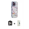 MARSİLYAN™- iPhone 14 Pro Max Kılıf Ahenk Modern Serisi - Şeffaf Pasifik Cam Ekran Koruyucu + PVD Metal Kamera Lens - TU