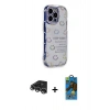 MARSİLYAN™- iPhone 14 Pro Max Kılıf Ahenk Modern Serisi - Siyah 18D Cam Ekran Koruyucu + Raze Metal Kamera Lens - GS