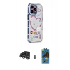 MARSİLYAN™- iPhone 14 Pro Max Kılıf Ahenk Modern Serisi - Siyah 18D Cam Ekran Koruyucu + Raze Metal Kamera Lens - GS