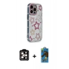 MARSİLYAN™- iPhone 14 Pro Max Kılıf Ahenk Modern Serisi - Siyah 18D Cam Ekran Koruyucu + PVD Metal Kamera Lens - TU