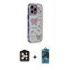 MARSİLYAN™- iPhone 14 Pro Max Kılıf Ahenk Modern Serisi - Siyah 18D Cam Ekran Koruyucu + PVD Metal Kamera Lens - TU