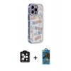 MARSİLYAN™- iPhone 14 Pro Max Kılıf Ahenk Modern Serisi - Siyah 18D Cam Ekran Koruyucu + PVD Metal Kamera Lens - TU