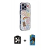 MARSİLYAN™- iPhone 14 Pro Max Kılıf Ahenk Modern Serisi - Siyah 18D Cam Ekran Koruyucu + PVD Metal Kamera Lens - TU