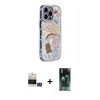 MARSİLYAN™- iPhone 14 Pro Max Kılıf Ahenk Modern Serisi - Siyah 360 Mat Full Body Arka Koruyucu + Gümüş Bilvis Titan Kamera Lens