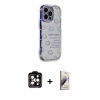 MARSİLYAN™- iPhone 14 Pro Max Kılıf Ahenk Modern Serisi - Siyah Bilvis 3D Mat Cam Ekran Koruyucu + PVD Metal Kamera Lens - TU