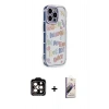 MARSİLYAN™- iPhone 14 Pro Max Kılıf Ahenk Modern Serisi - Siyah Bilvis 3D Mat Cam Ekran Koruyucu + PVD Metal Kamera Lens - TU