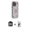 MARSİLYAN™- iPhone 14 Pro Max Kılıf Ahenk Modern Serisi - Siyah Bilvis 3D Mat Cam Ekran Koruyucu + PVD Metal Kamera Lens - TU