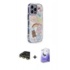 MARSİLYAN™- iPhone 14 Pro Max Kılıf Ahenk Modern Serisi - Siyah Bilvis 5in1 5D Magic Hayalet Cam Ekran Koruyucu + Raze Metal Kamera Lens - GD