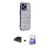 MARSİLYAN™- iPhone 14 Pro Max Kılıf Ahenk Modern Serisi - Siyah Bilvis 5in1 5D Magic Hayalet Cam Ekran Koruyucu + Raze Metal Kamera Lens - GD