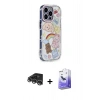 MARSİLYAN™- iPhone 14 Pro Max Kılıf Ahenk Modern Serisi - Siyah Bilvis 5in1 5D Magic Hayalet Cam Ekran Koruyucu + Raze Metal Kamera Lens - GS