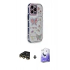 MARSİLYAN™- iPhone 14 Pro Max Kılıf Ahenk Modern Serisi - Siyah Bilvis 5in1 5D Magic Hayalet Cam Ekran Koruyucu + Raze Metal Kamera Lens - GD