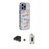 MARSİLYAN™- iPhone 14 Pro Max Kılıf Ahenk Modern Serisi - Siyah Bilvis Hayalet Cam Ekran Koruyucu + Gümüş Raze Metal Kamera Lens