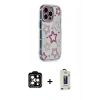 MARSİLYAN™- iPhone 14 Pro Max Kılıf Ahenk Modern Serisi - Siyah Bilvis Hayalet Cam Ekran Koruyucu + PVD Metal Kamera Lens - TU