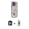 MARSİLYAN™- iPhone 14 Pro Max Kılıf Ahenk Modern Serisi - Siyah Bilvis Hayalet Cam Ekran Koruyucu + PVD Metal Kamera Lens - TU