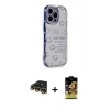 MARSİLYAN™- iPhone 14 Pro Max Kılıf Ahenk Modern Serisi - Siyah Buffer Cam Ekran Koruyucu + Gold Raze Metal Kamera Lens
