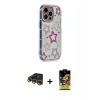 MARSİLYAN™- iPhone 14 Pro Max Kılıf Ahenk Modern Serisi - Siyah Buffer Cam Ekran Koruyucu + Gold Raze Metal Kamera Lens