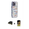 MARSİLYAN™- iPhone 14 Pro Max Kılıf Ahenk Modern Serisi - Siyah Buffer Cam Ekran Koruyucu + Gold Raze Metal Kamera Lens