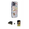MARSİLYAN™- iPhone 14 Pro Max Kılıf Ahenk Modern Serisi - Siyah Buffer Cam Ekran Koruyucu + Gold Raze Metal Kamera Lens