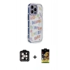 MARSİLYAN™- iPhone 14 Pro Max Kılıf Ahenk Modern Serisi - Siyah Buffer Cam Ekran Koruyucu + Turuncu PVD Metal Kamera Lens