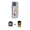 MARSİLYAN™- iPhone 14 Pro Max Kılıf Ahenk Modern Serisi - Siyah Buffer Cam Ekran Koruyucu + Turuncu PVD Metal Kamera Lens