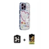 MARSİLYAN™- iPhone 14 Pro Max Kılıf Ahenk Modern Serisi - Siyah Buffer Cam Ekran Koruyucu + Turuncu PVD Metal Kamera Lens